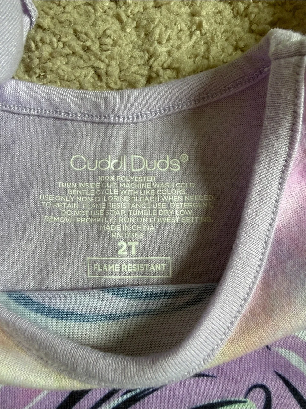 CuddlDuds 2T Girls Pastel Mermaid Graphic Pajama Dress - Multicolor